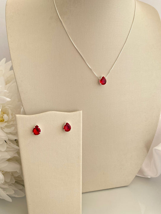 CONJUNTO GOTA CRISTAL VERMELHO