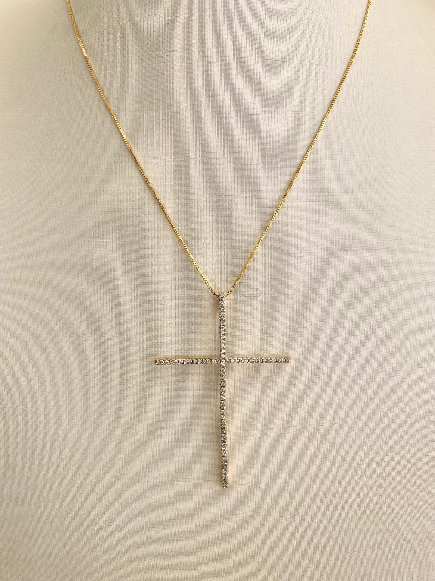 GARGANTILHA CRUZ PALITO CRAVEJADO