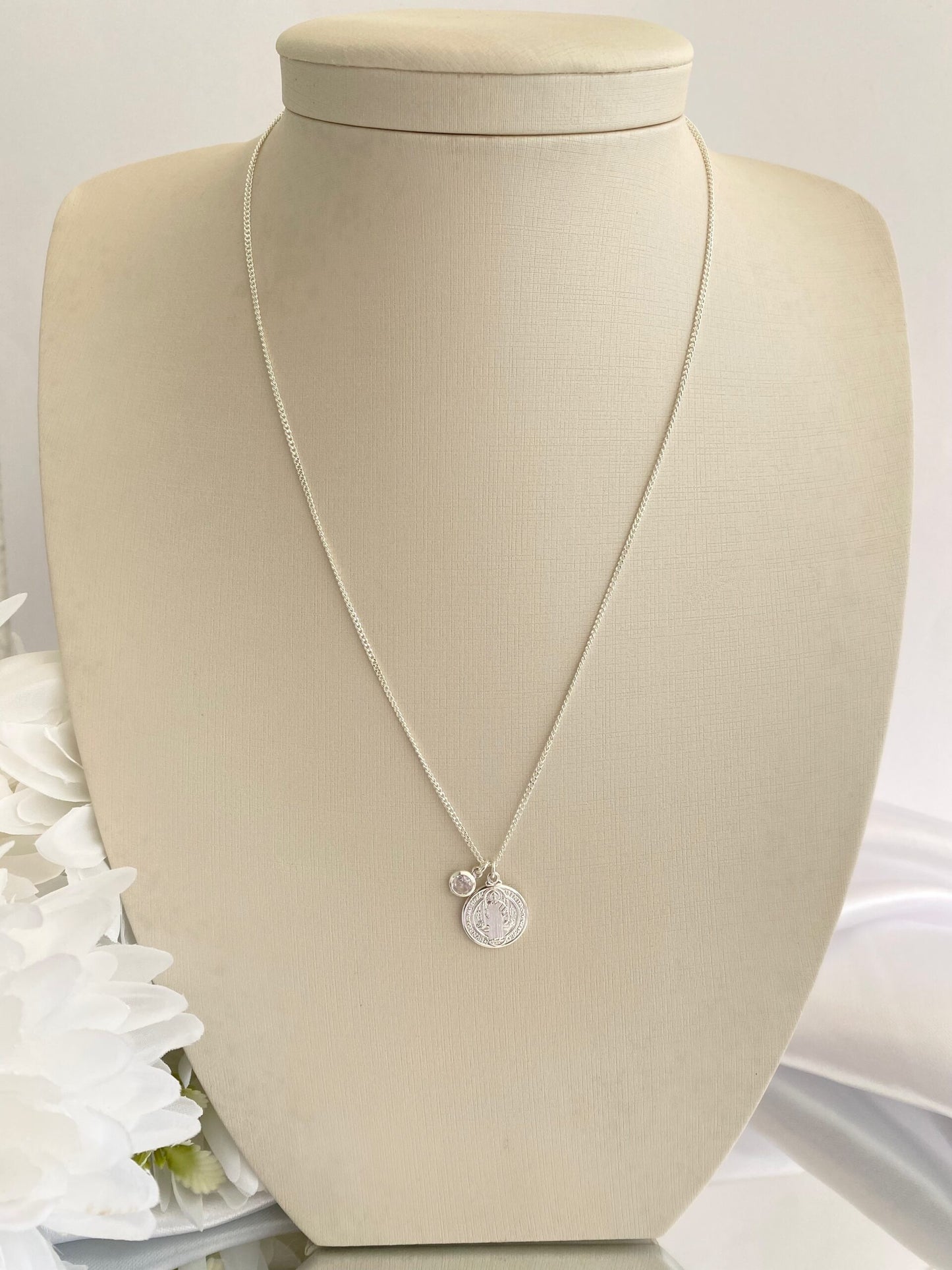 CORRENTE PRATA DE SÃO BENTO CRISTAL