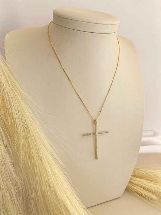 GARGANTILHA CRUZ PALITO CRAVEJADO