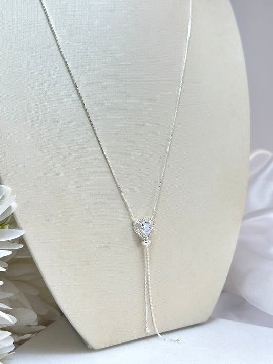 COLAR LARIAT CORAÇÃO BANHADO A PRATA