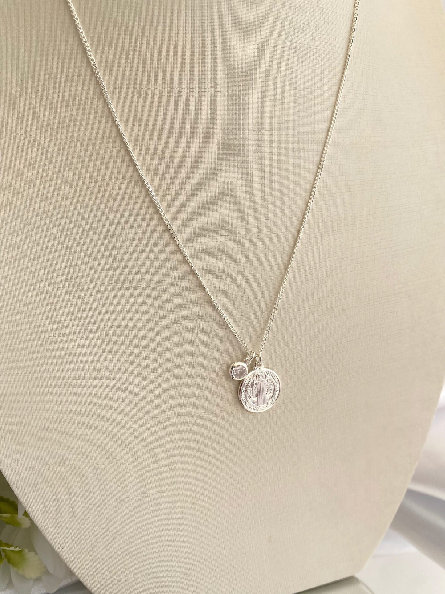 CORRENTE PRATA DE SÃO BENTO CRISTAL