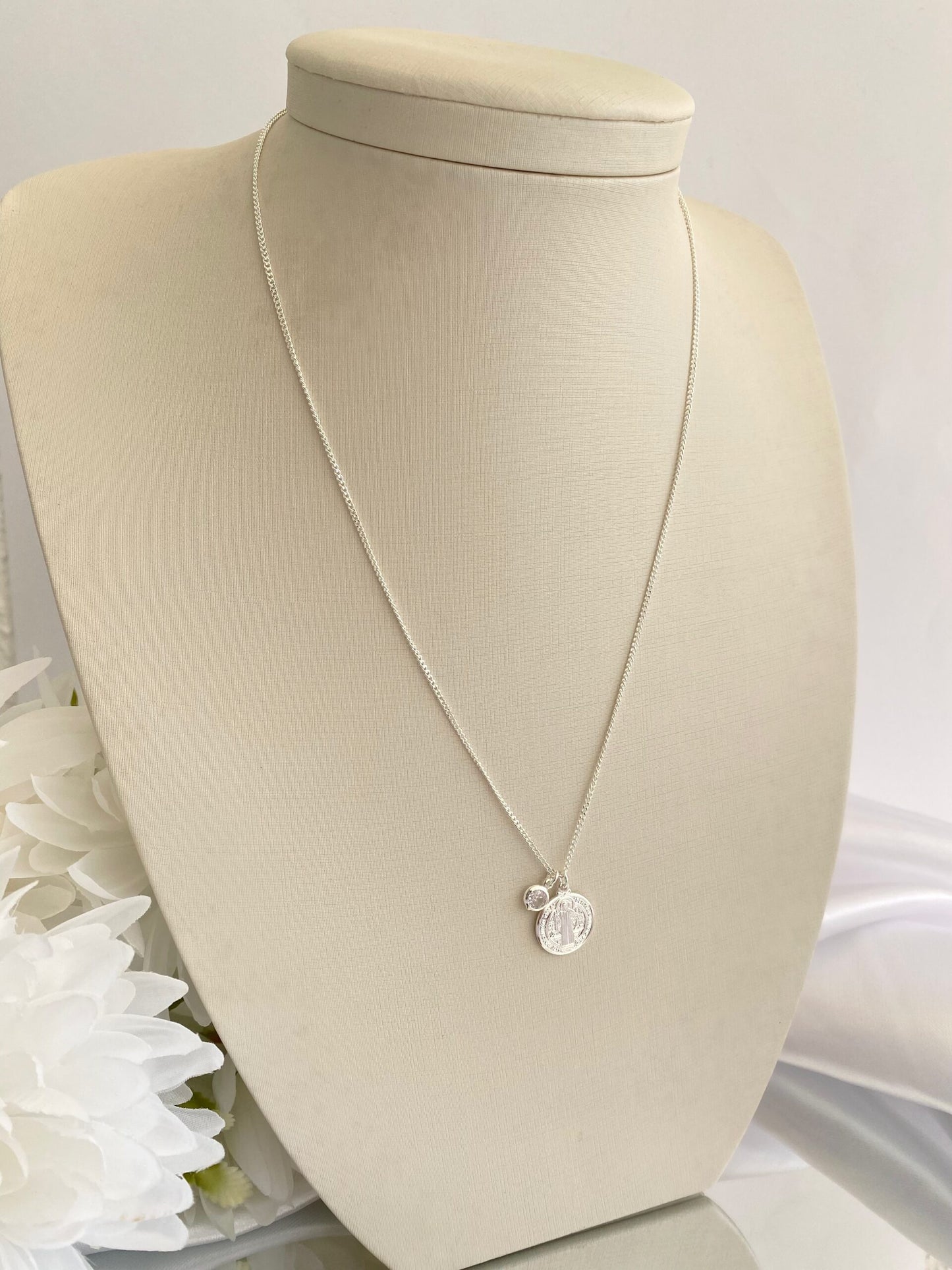 CORRENTE PRATA DE SÃO BENTO CRISTAL