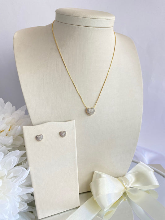 CONJUNTO CORAÇÃO CRISTAL CRAVEJADO