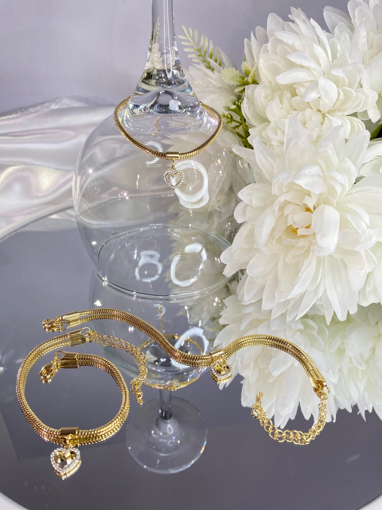 PULSEIRA PONTO DE CORAÇÃO CRAVEJADO