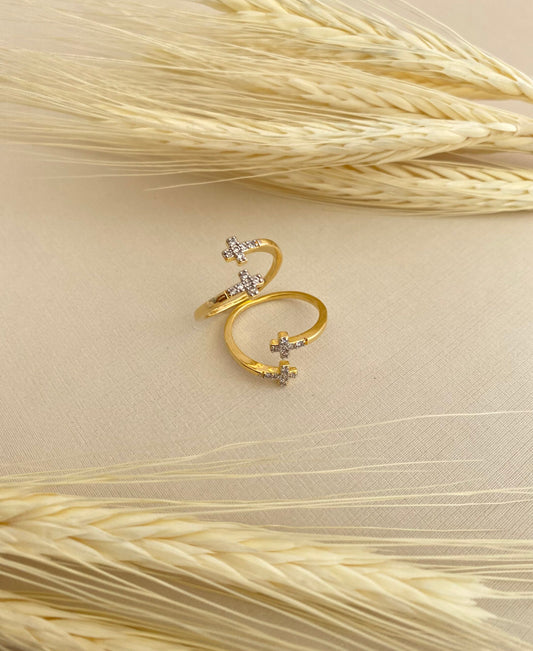 ANEL CRUZ DUPLA CRISTAL