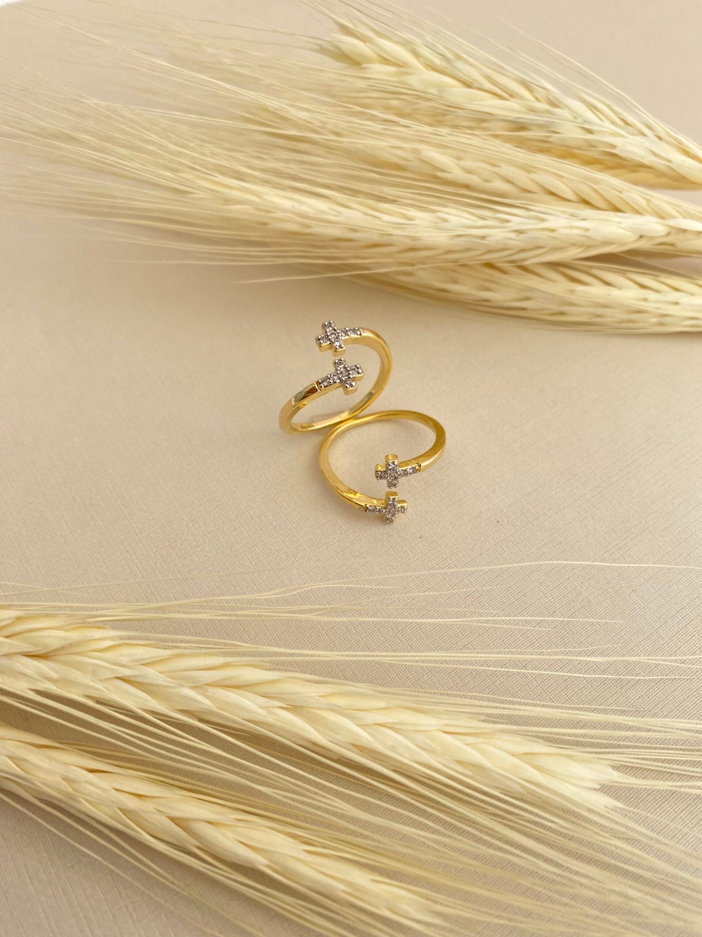 ANEL CRUZ DUPLA CRISTAL