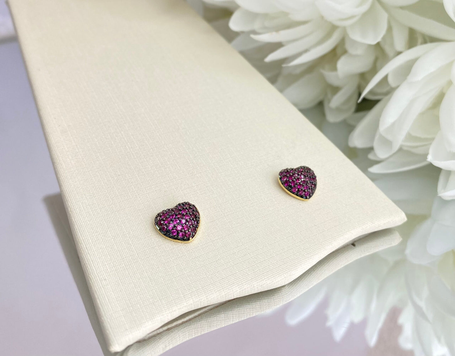 CONJUNTO CORAÇÃO RUBI CRAVEJADO