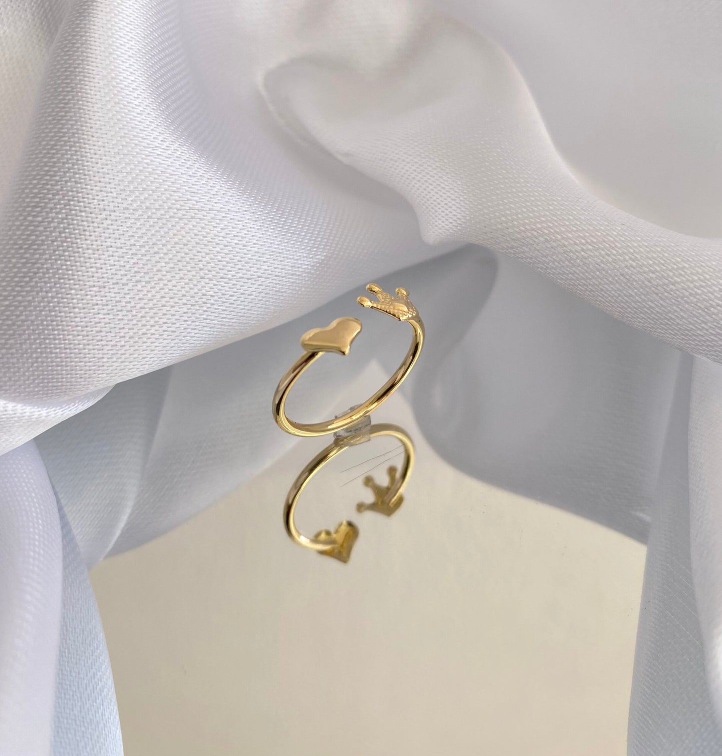 ANEL FALANGE CORAÇÃO E COROA AJUSTÁVEL