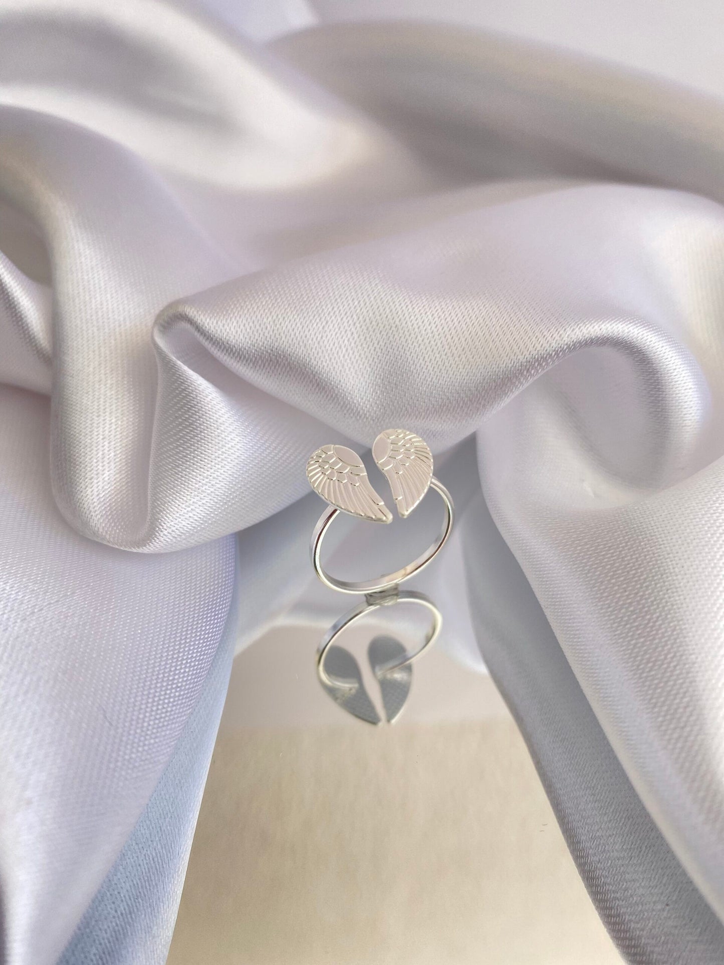 ANEL PRATA ASAS DE ANJOS AJUSTÁVEL