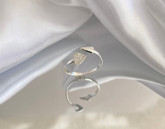 ANEL PRATA FALANGE CORAÇÃO AJUSTÁVEL