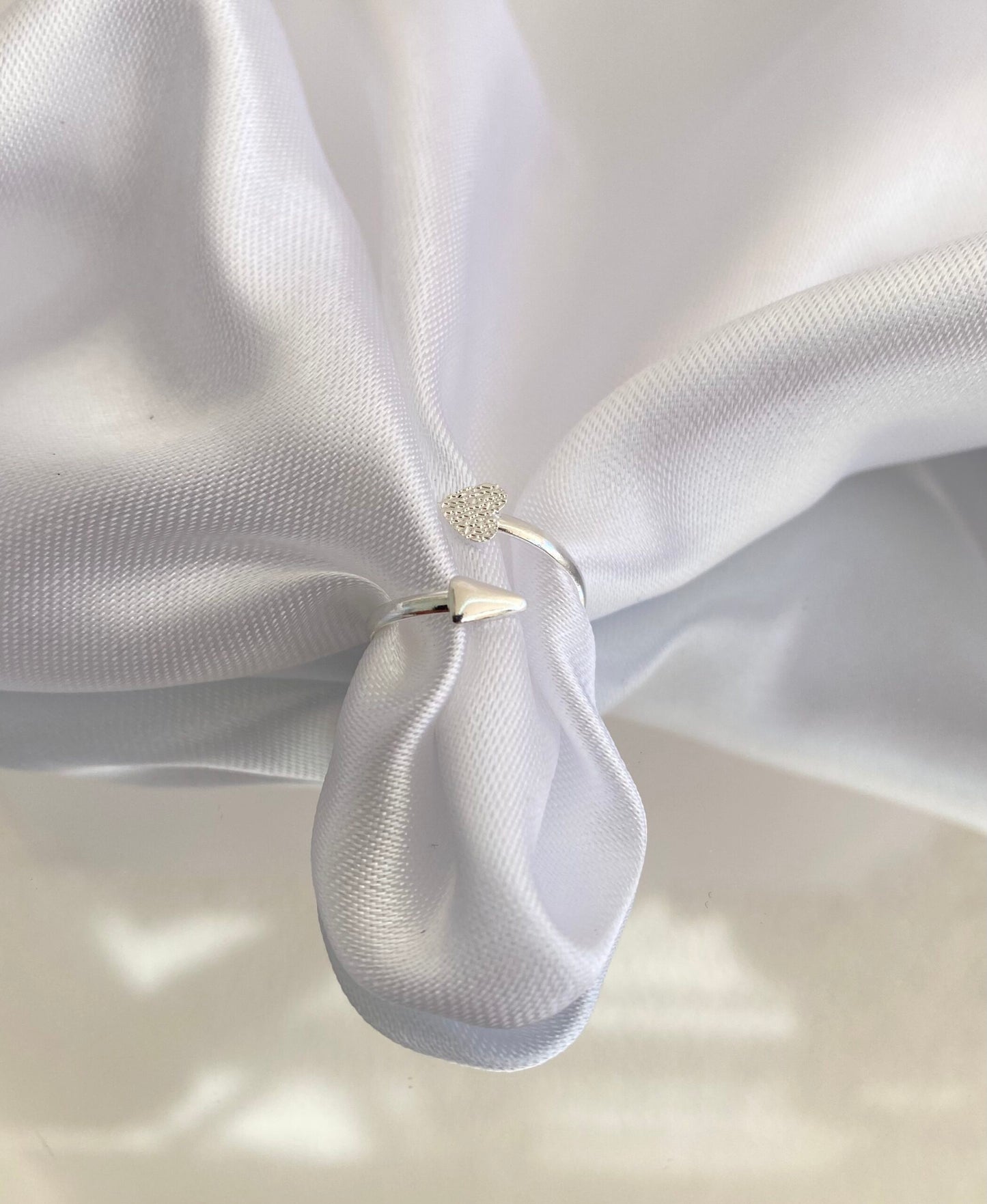 ANEL PRATA FALANGE CORAÇÃO AJUSTÁVEL