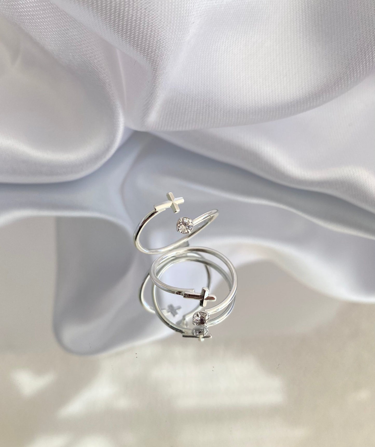 ANEL PRATA FALANGE PONTO DE CRUZ