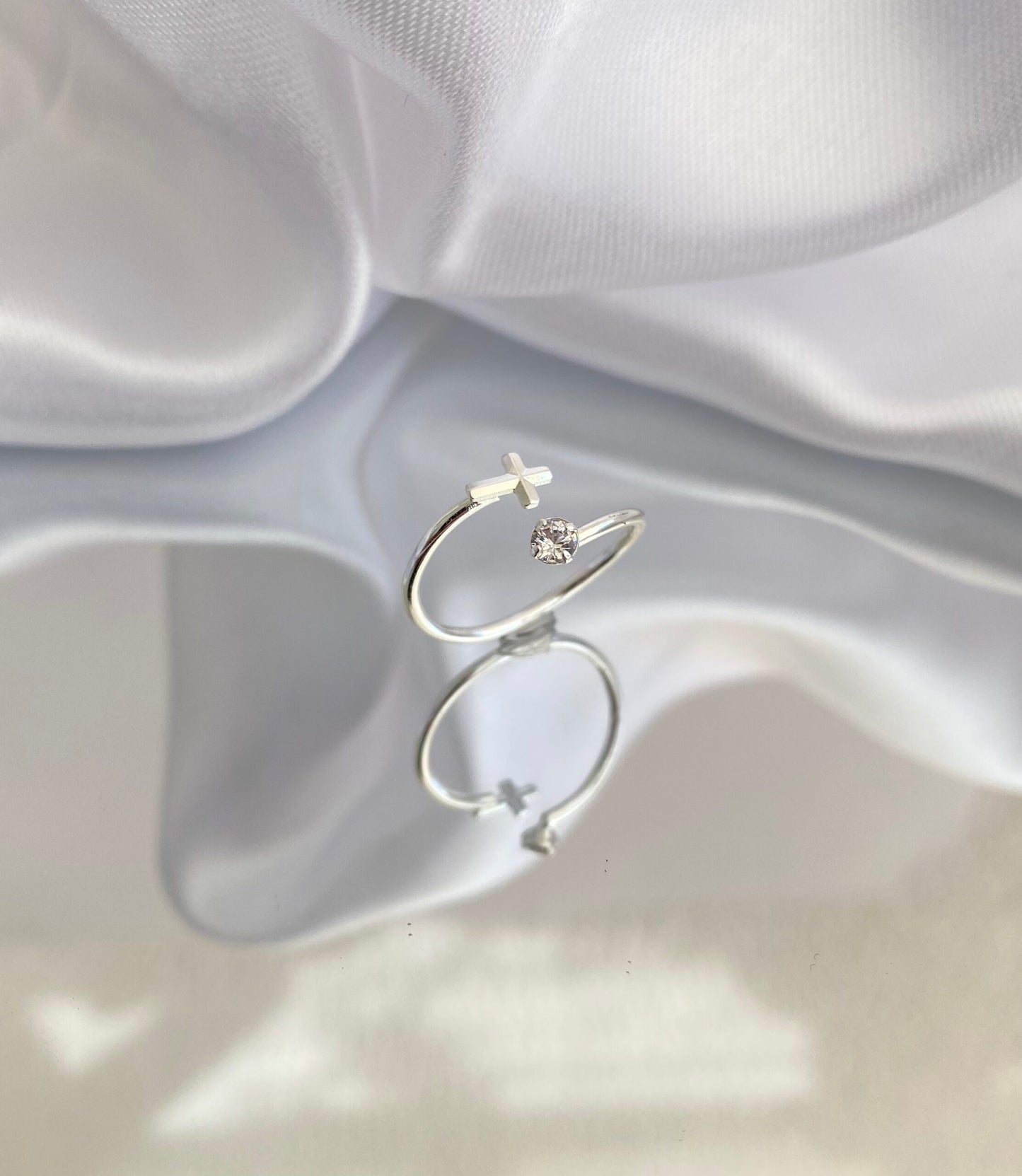 ANEL PRATA FALANGE PONTO DE CRUZ