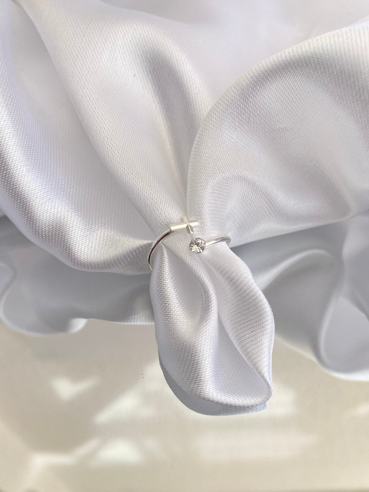 ANEL PRATA FALANGE PONTO DE CRUZ