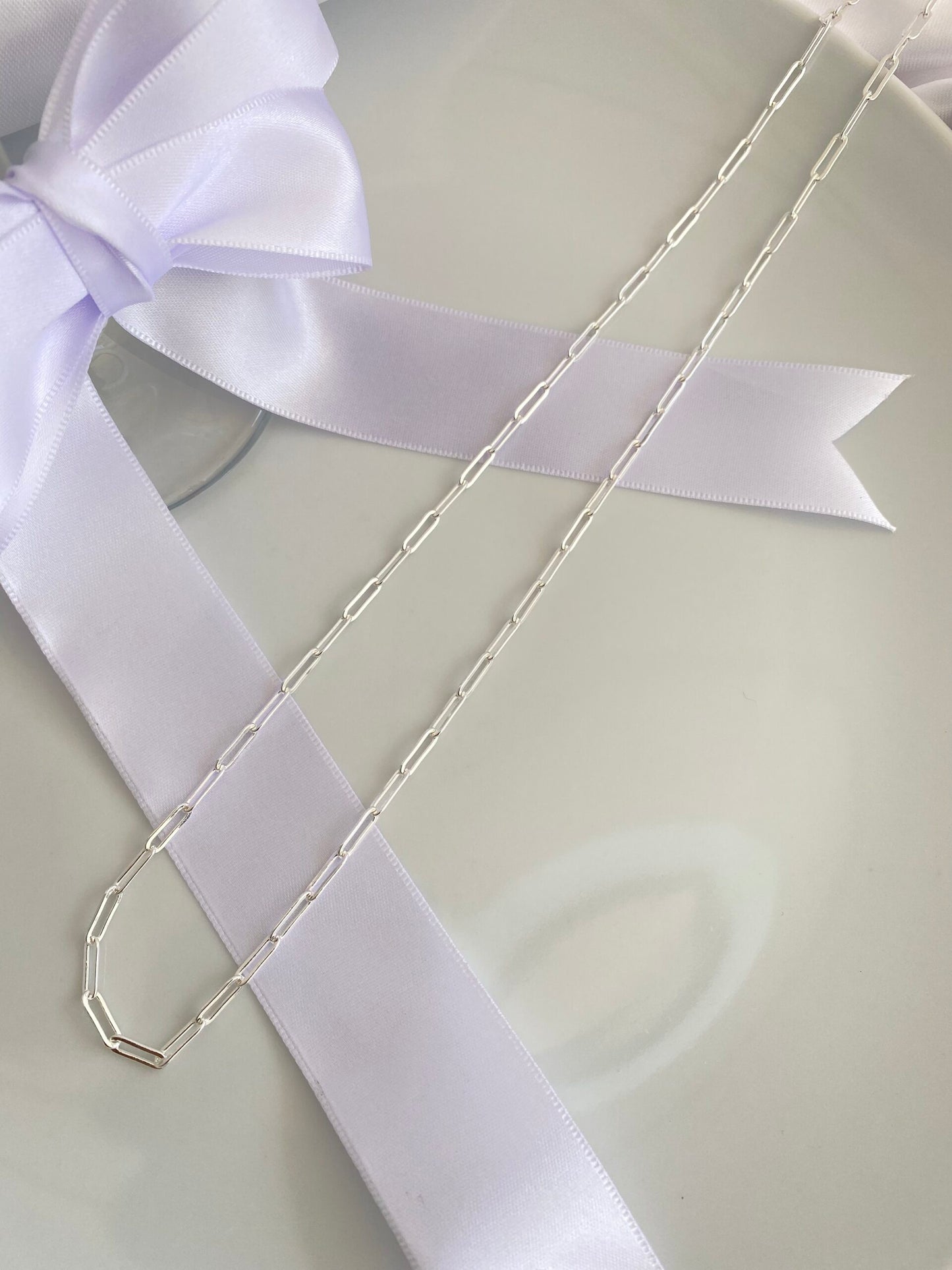 CORRENTE PRATA PAPERCLIP FINA