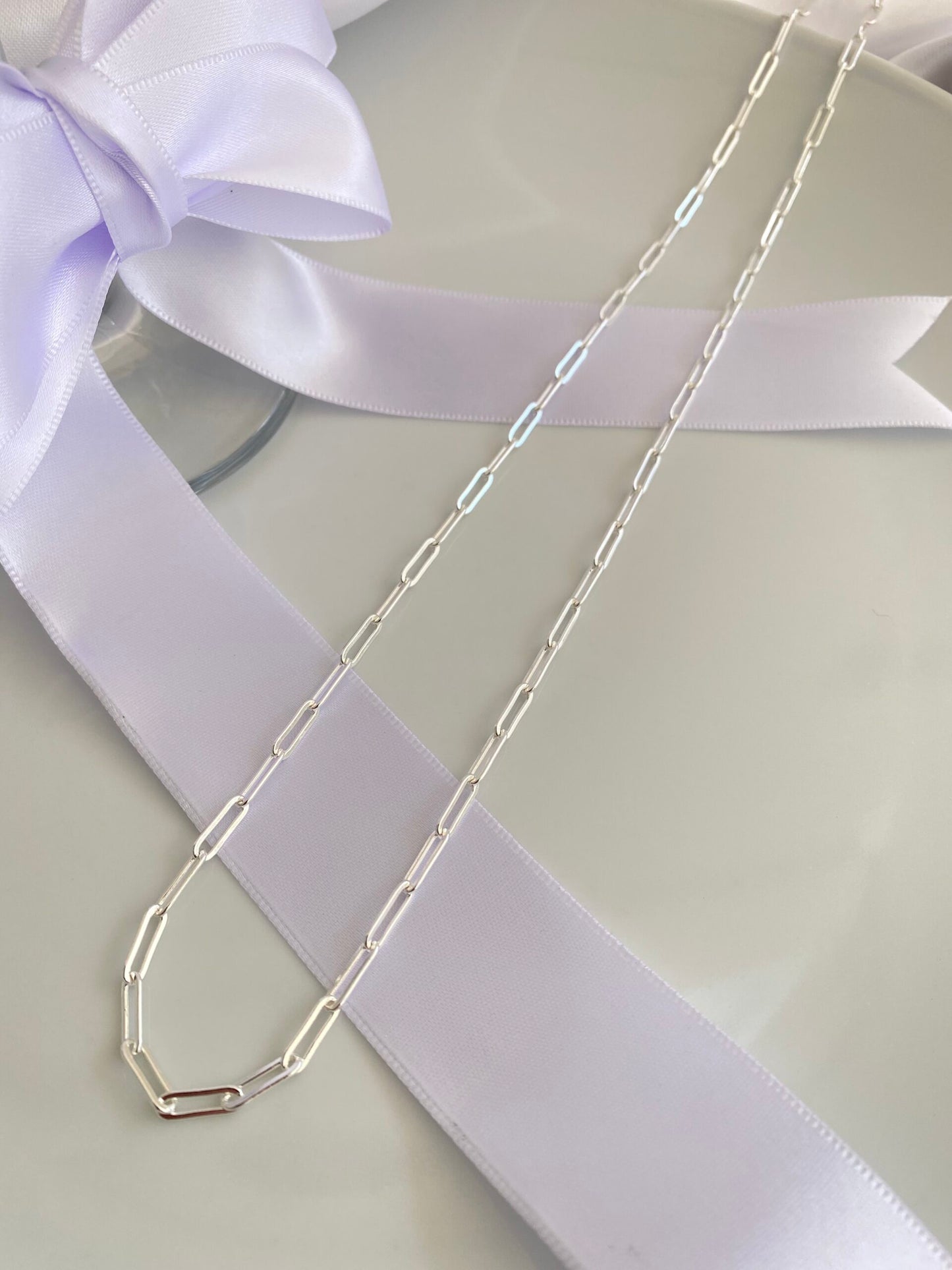 CORRENTE PRATA PAPERCLIP FINA