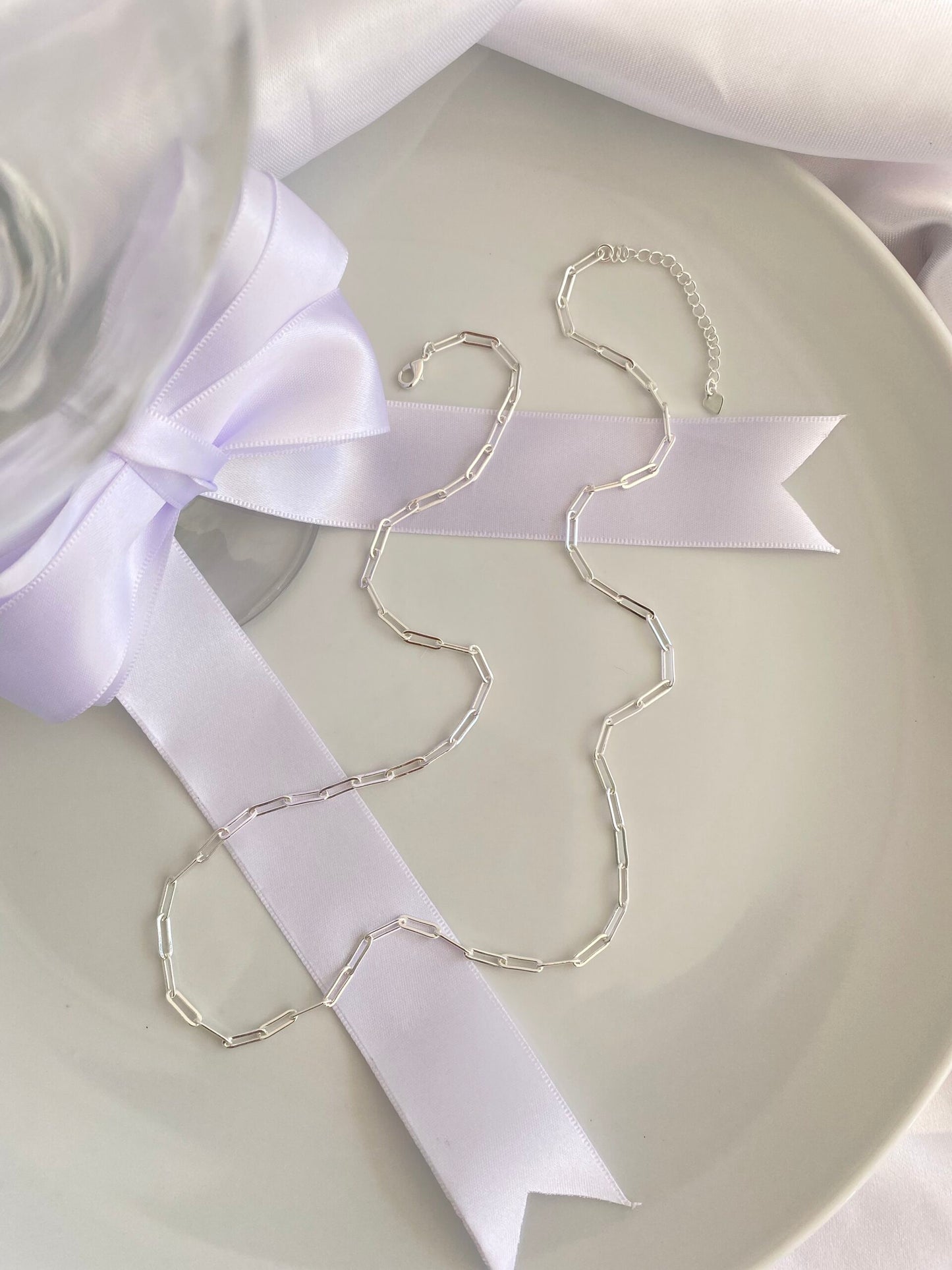 CORRENTE PRATA PAPERCLIP FINA