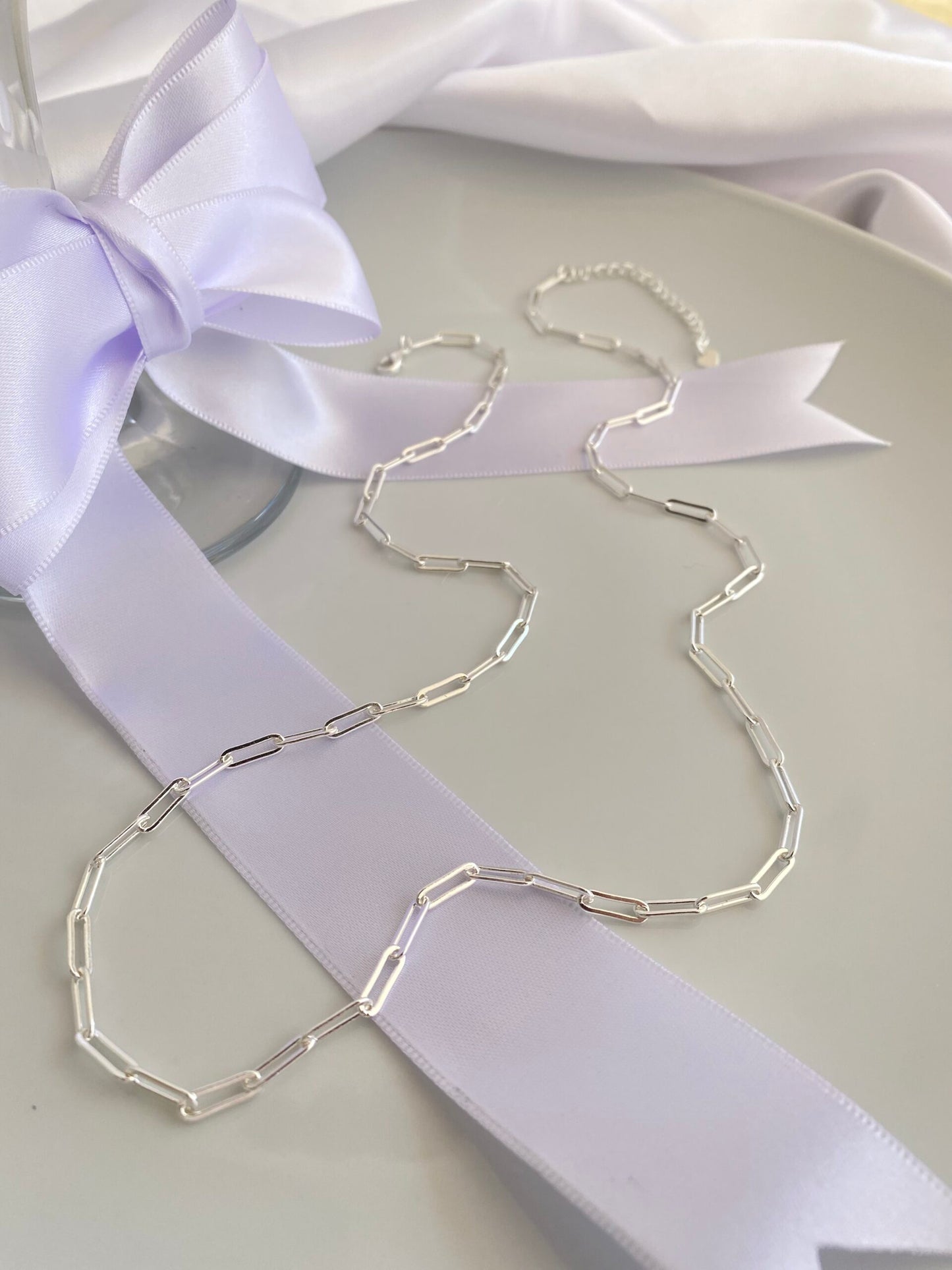 CORRENTE PRATA PAPERCLIP FINA