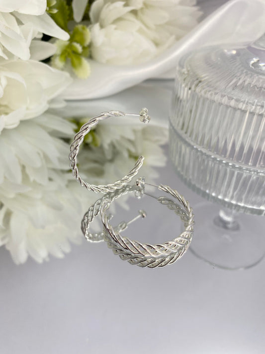 ARGOLA TRANÇA DE PRATA