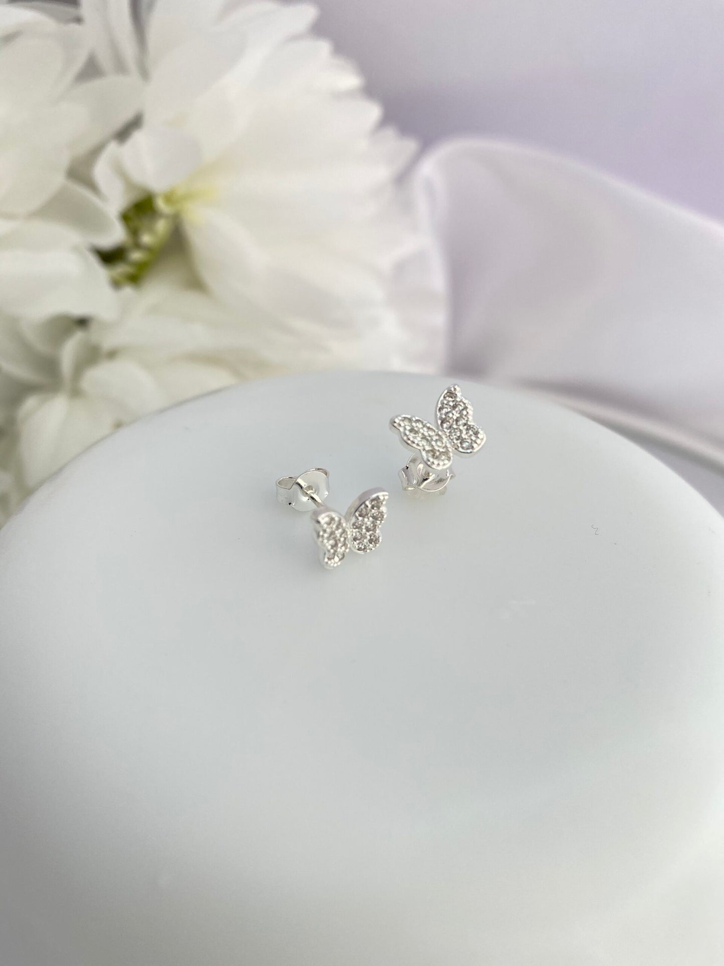 BRINCO PRATA BORBOLETA CRAVEJADO