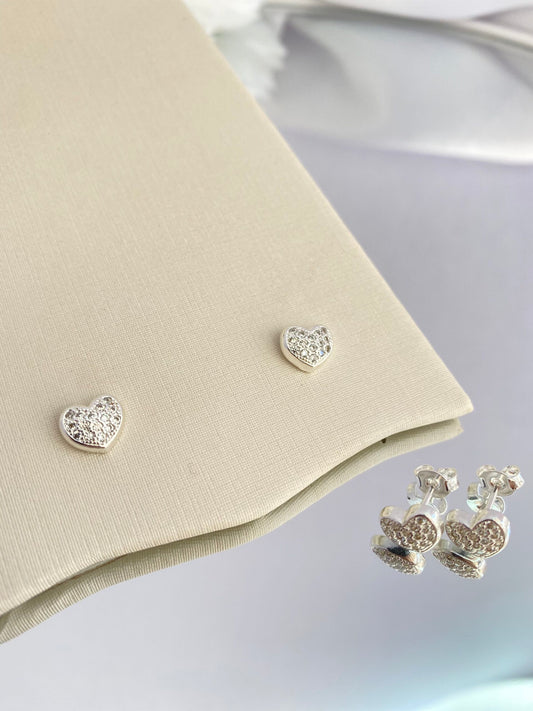 BRINCO PRATA CORAÇÃO CRAVEJADO