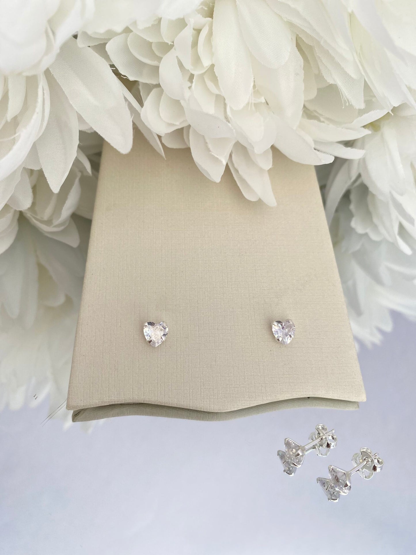 TRIO BRINCO PRATA CORAÇÃO CRAVEJADO