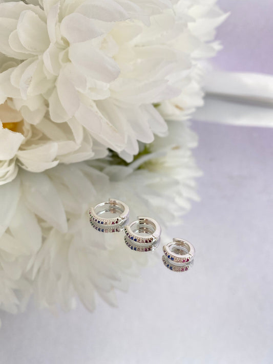 TRIO BRINCO PRATA ARCO-ÍRIS