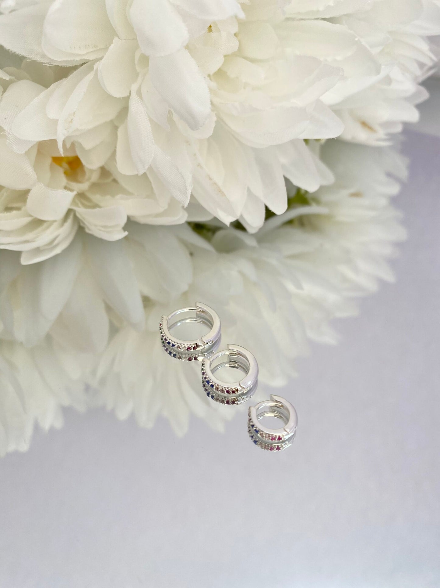 TRIO BRINCO PRATA ARCO-ÍRIS