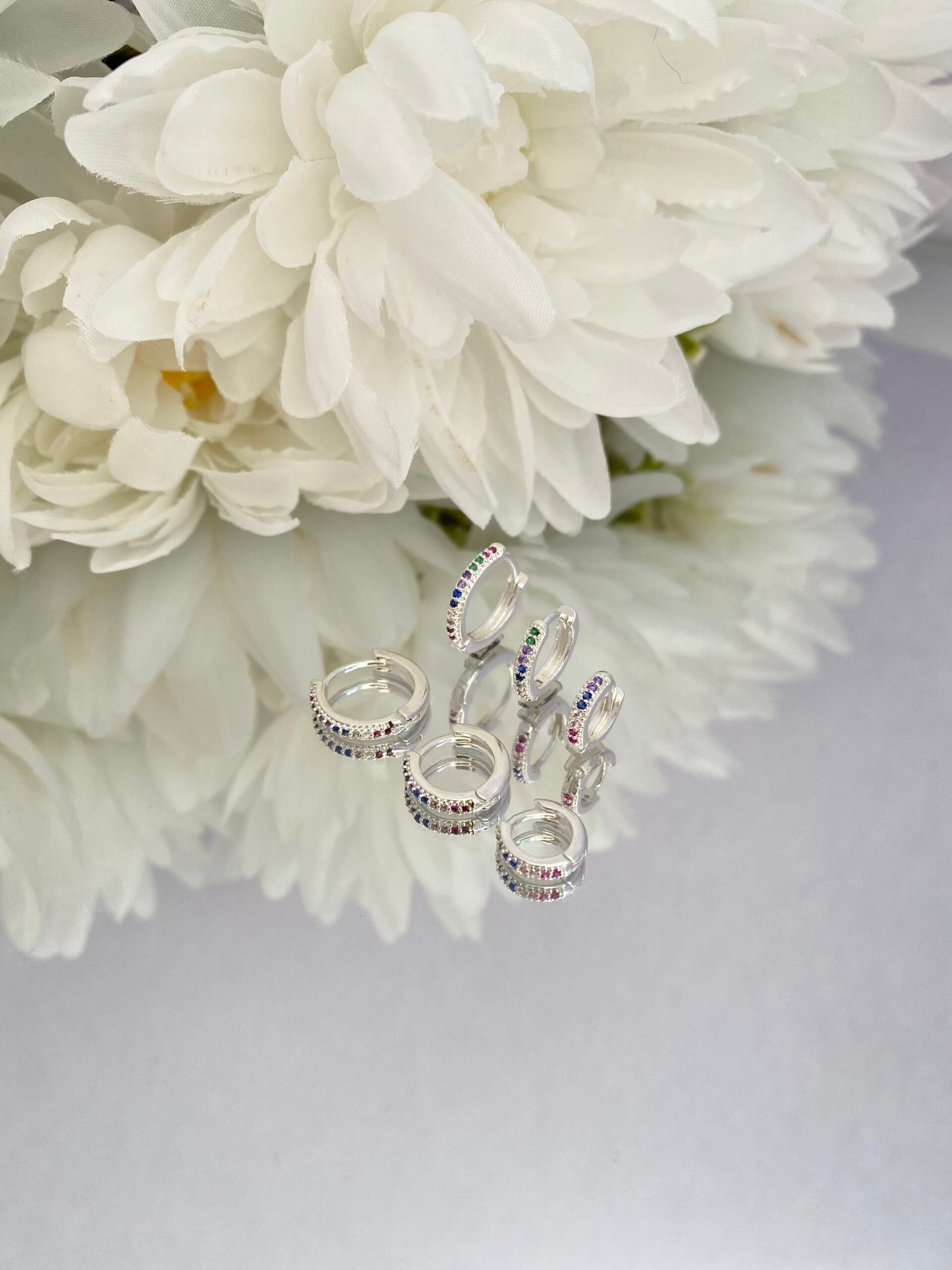 TRIO BRINCO PRATA ARCO-ÍRIS