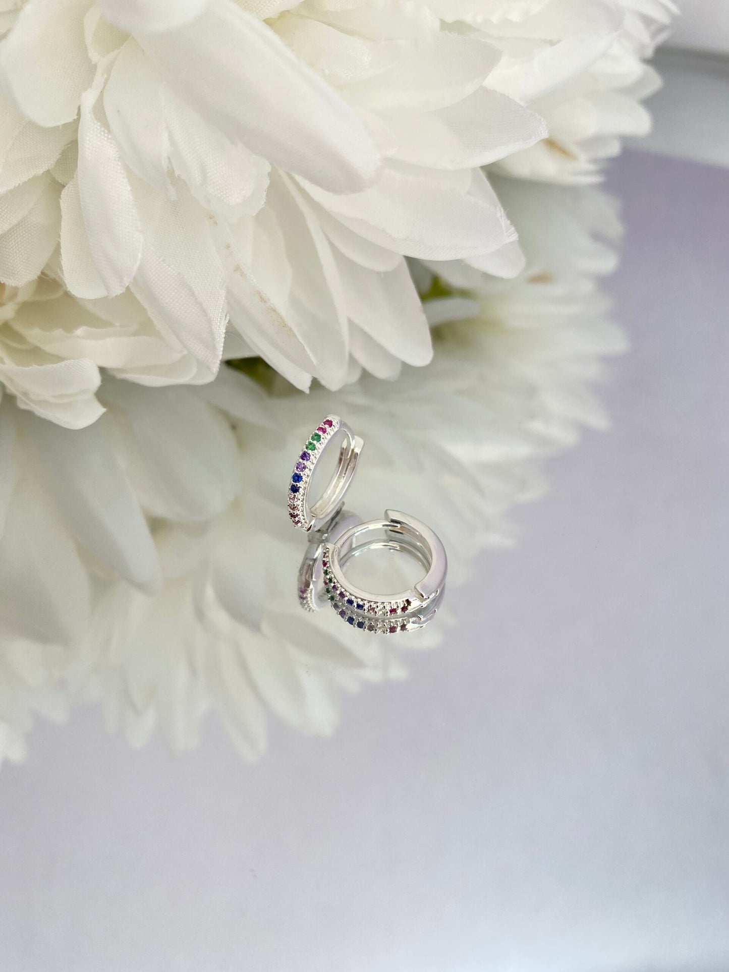 TRIO BRINCO PRATA ARCO-ÍRIS