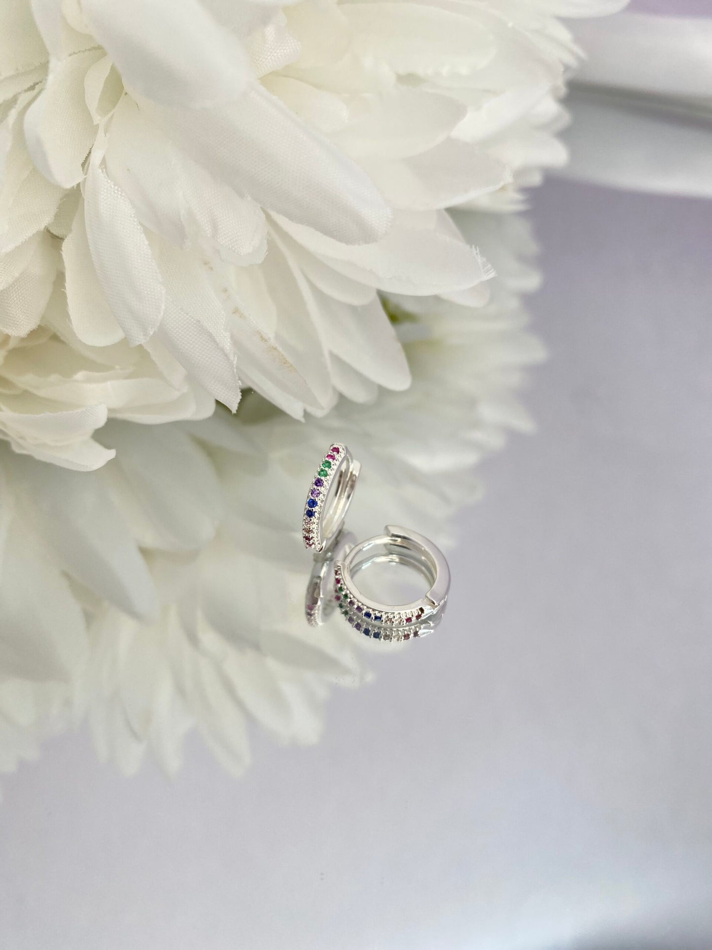 TRIO BRINCO PRATA ARCO-ÍRIS