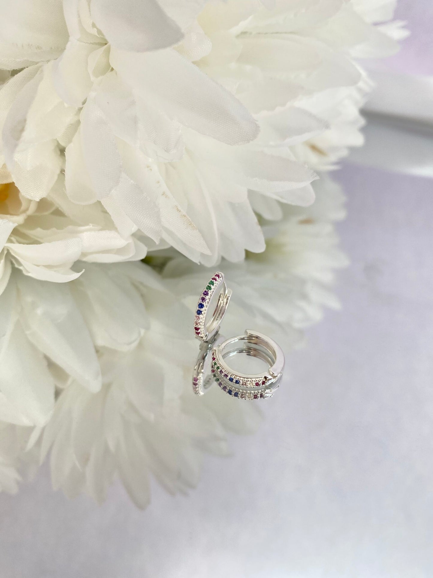 TRIO BRINCO PRATA ARCO-ÍRIS