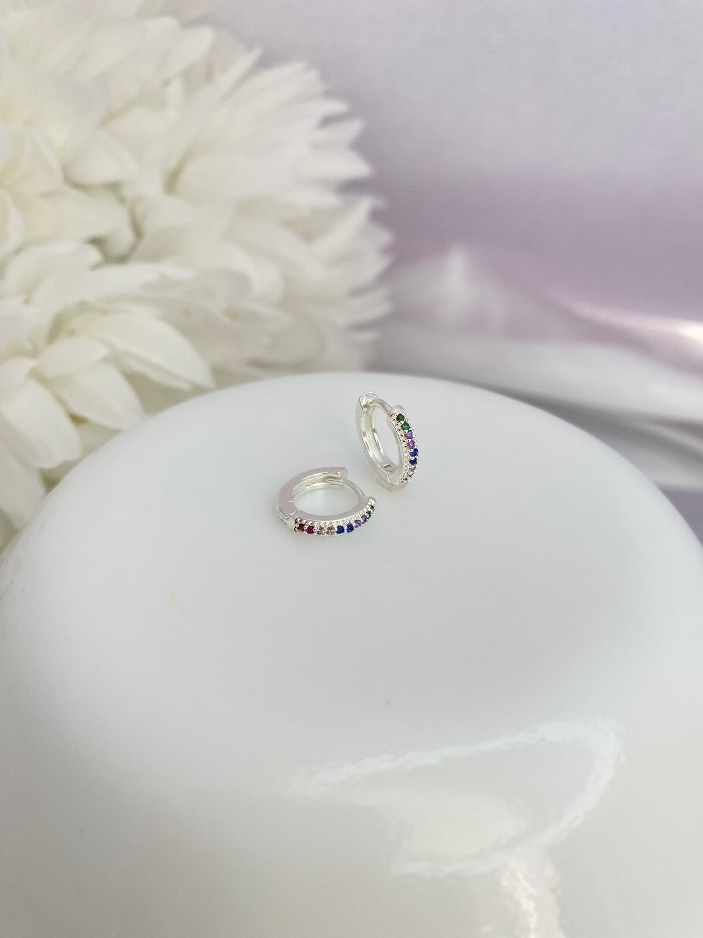 TRIO BRINCO PRATA ARCO-ÍRIS