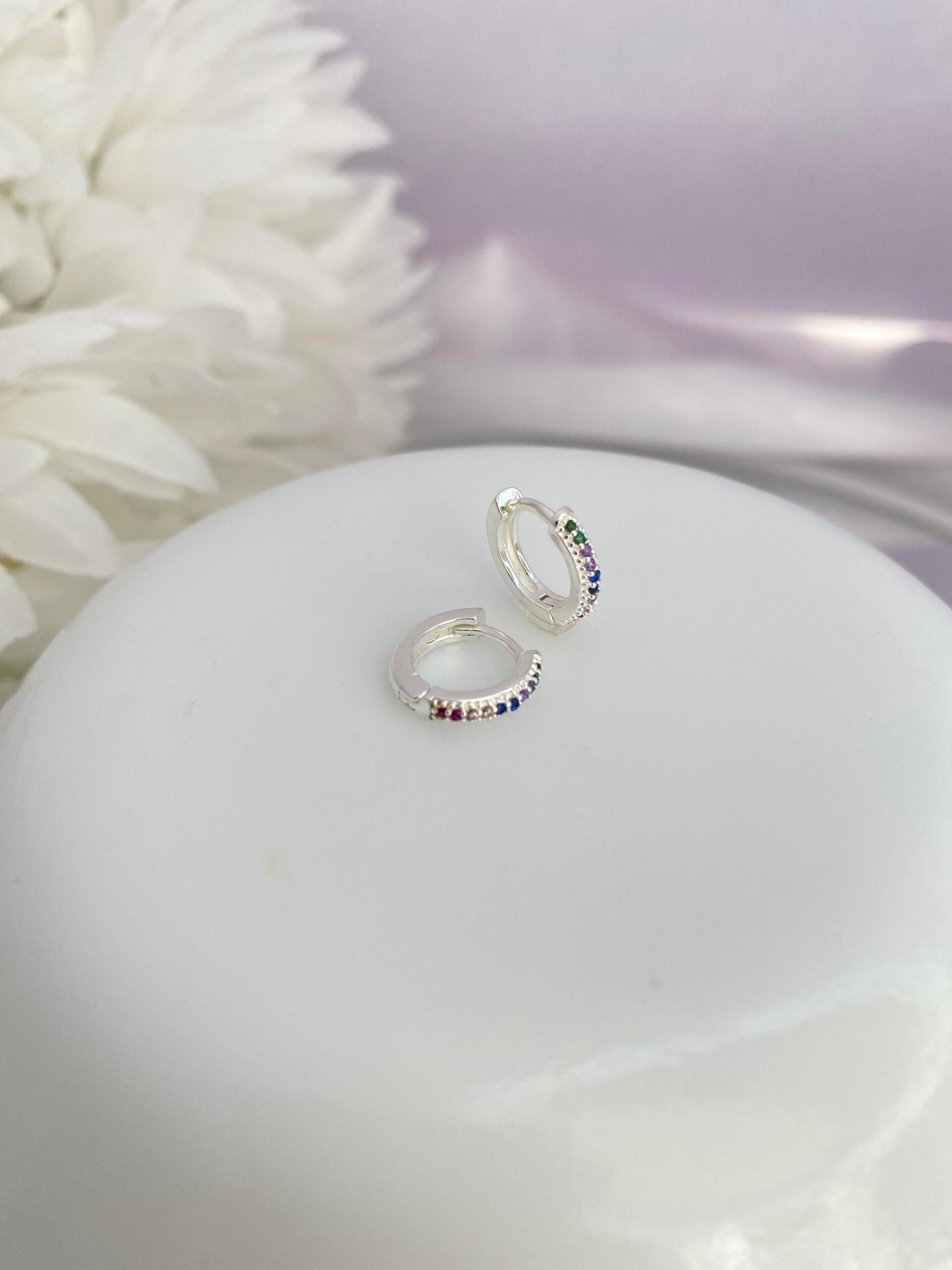 TRIO BRINCO PRATA ARCO-ÍRIS