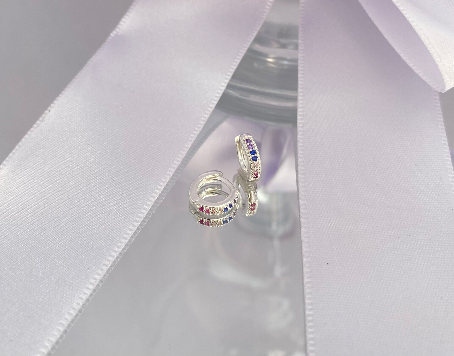 TRIO BRINCO PRATA ARCO-ÍRIS