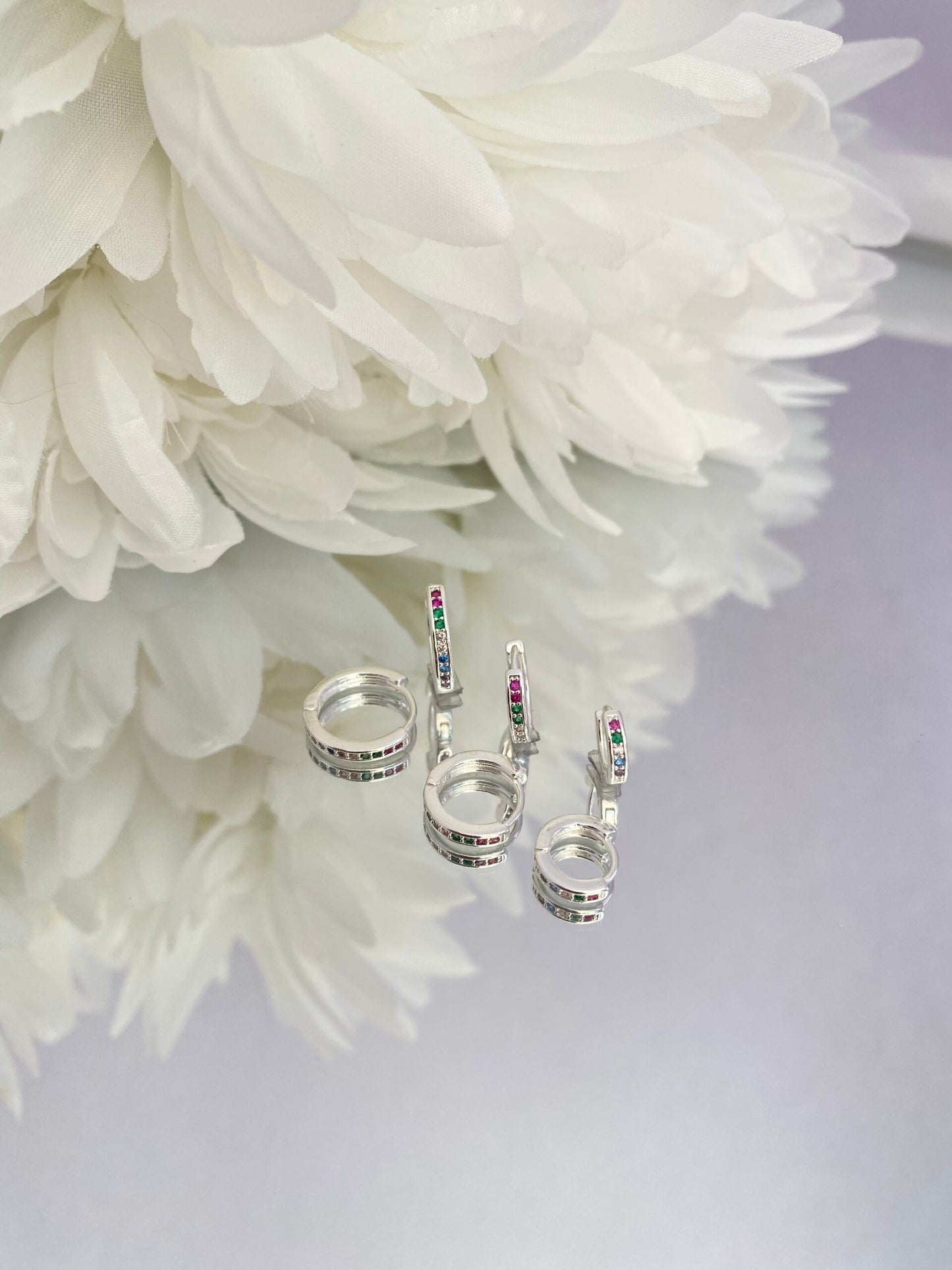 TRIO BRINCO PRATA AURORA COLORIDA