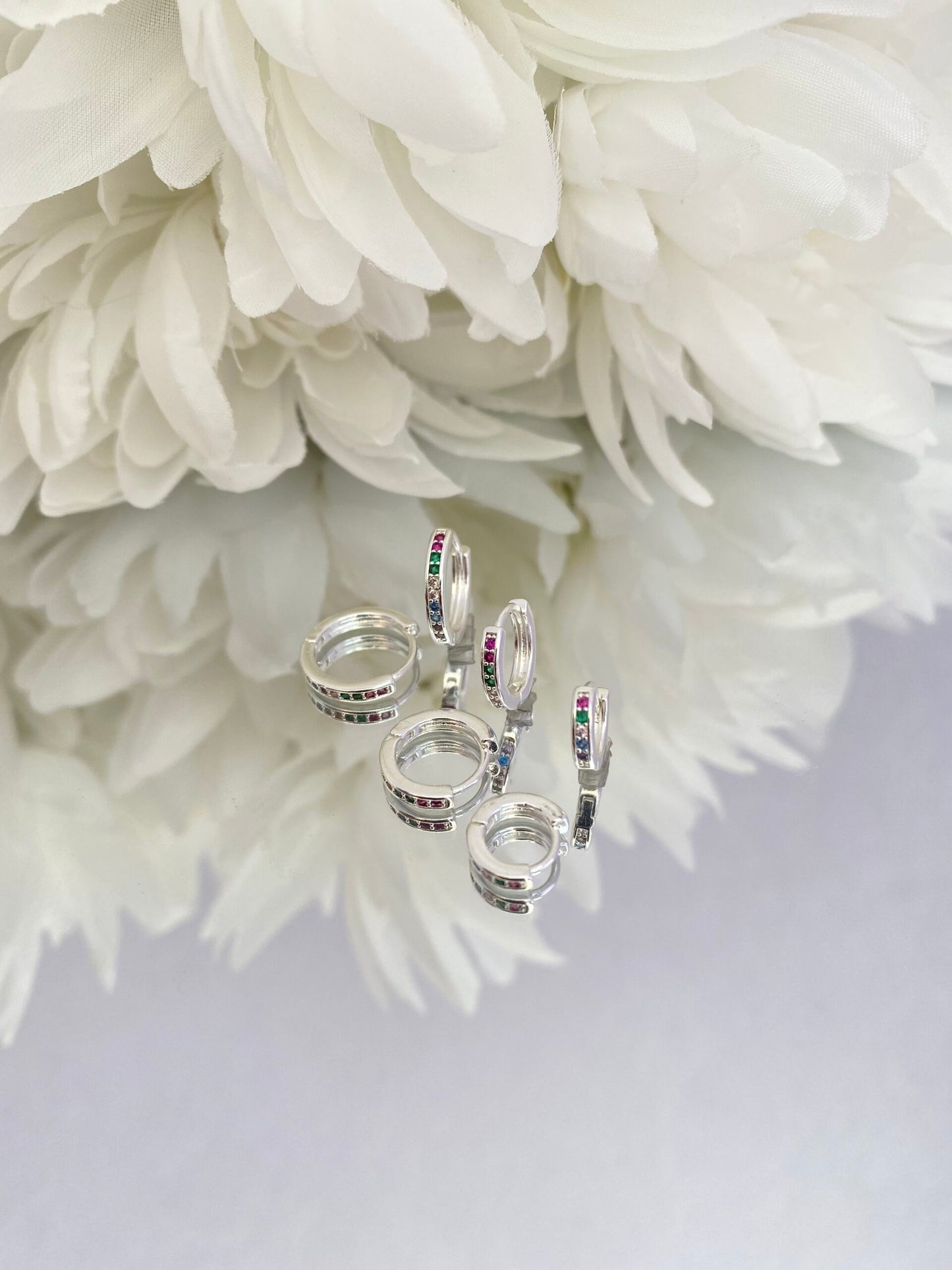 TRIO BRINCO PRATA AURORA COLORIDA