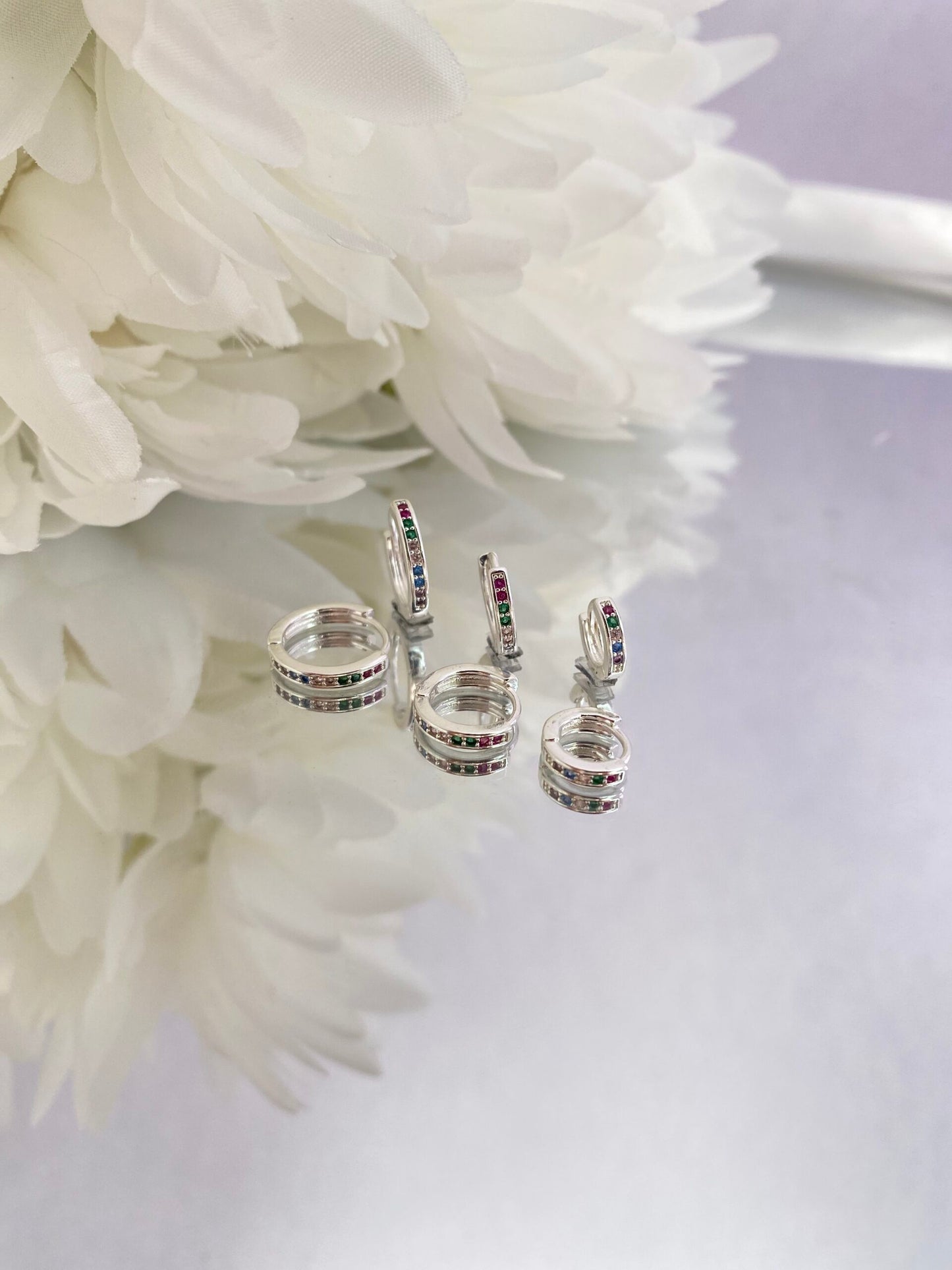 TRIO BRINCO PRATA AURORA COLORIDA