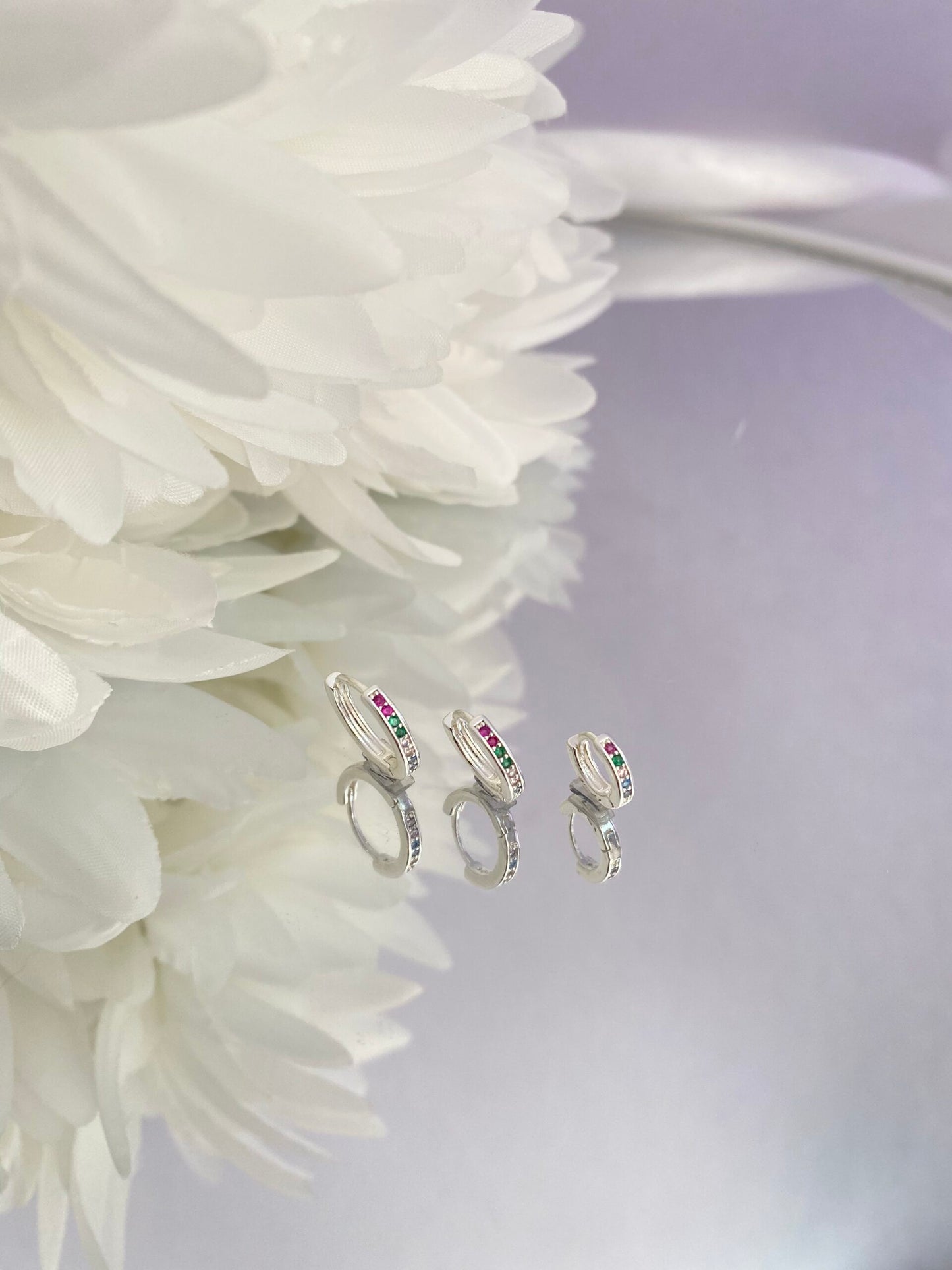 TRIO BRINCO PRATA AURORA COLORIDA