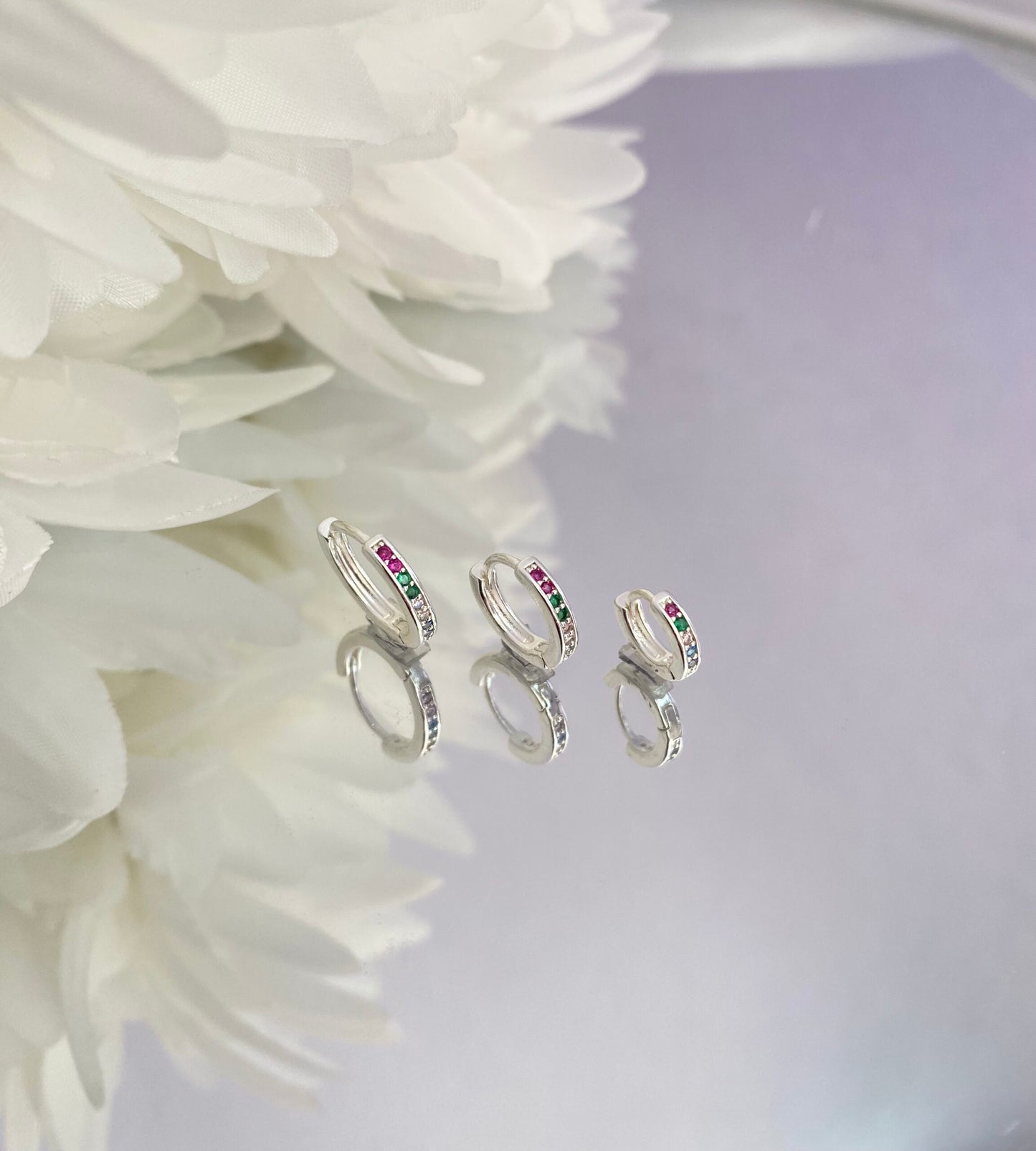 TRIO BRINCO PRATA AURORA COLORIDA