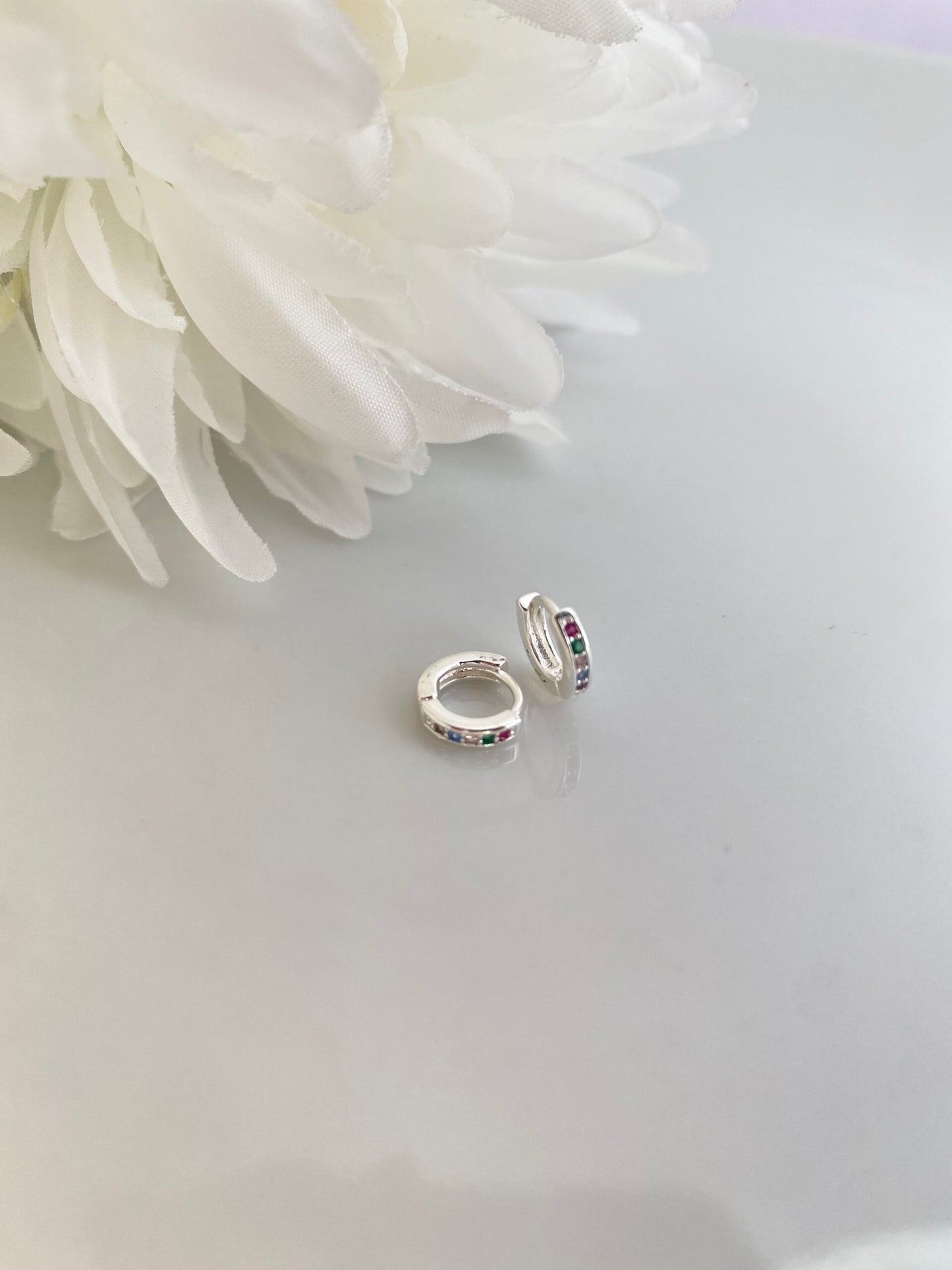 TRIO BRINCO PRATA AURORA COLORIDA