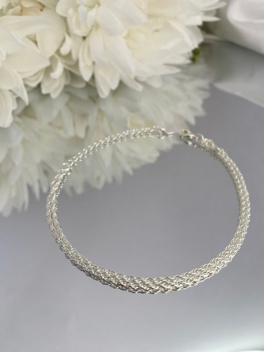 PULSEIRA PRATA DUPLA CORDÃO BAIANO