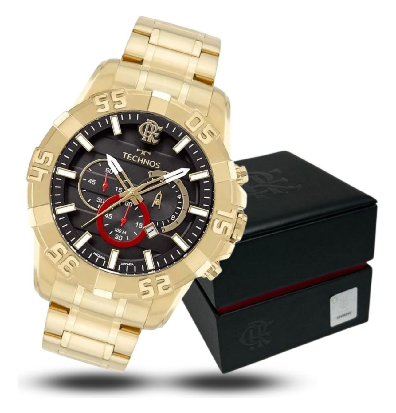 RELÓGIO TECHNOS FLAMENGO MASCULINO DOURADO – CRONÓGRAFO 100M