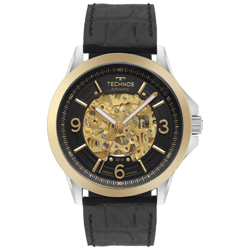 RELÓGIO TECHNOS MASCULINO AUTOMÁTICO BICOLOR