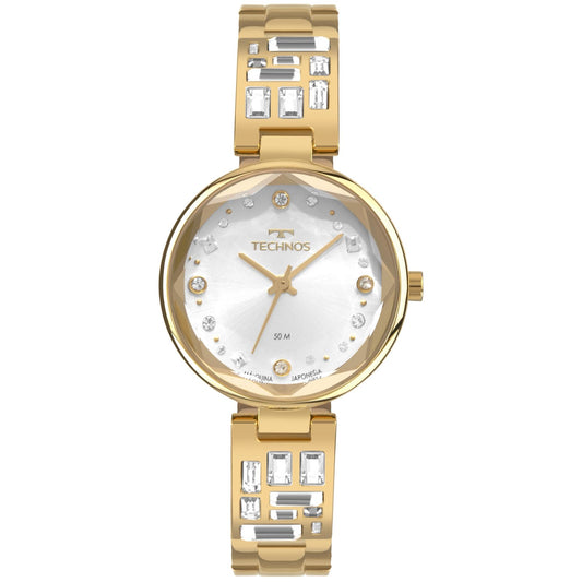 RELÓGIO TECHNOS FEMININO CRYSTAL DOURADO E PRATA