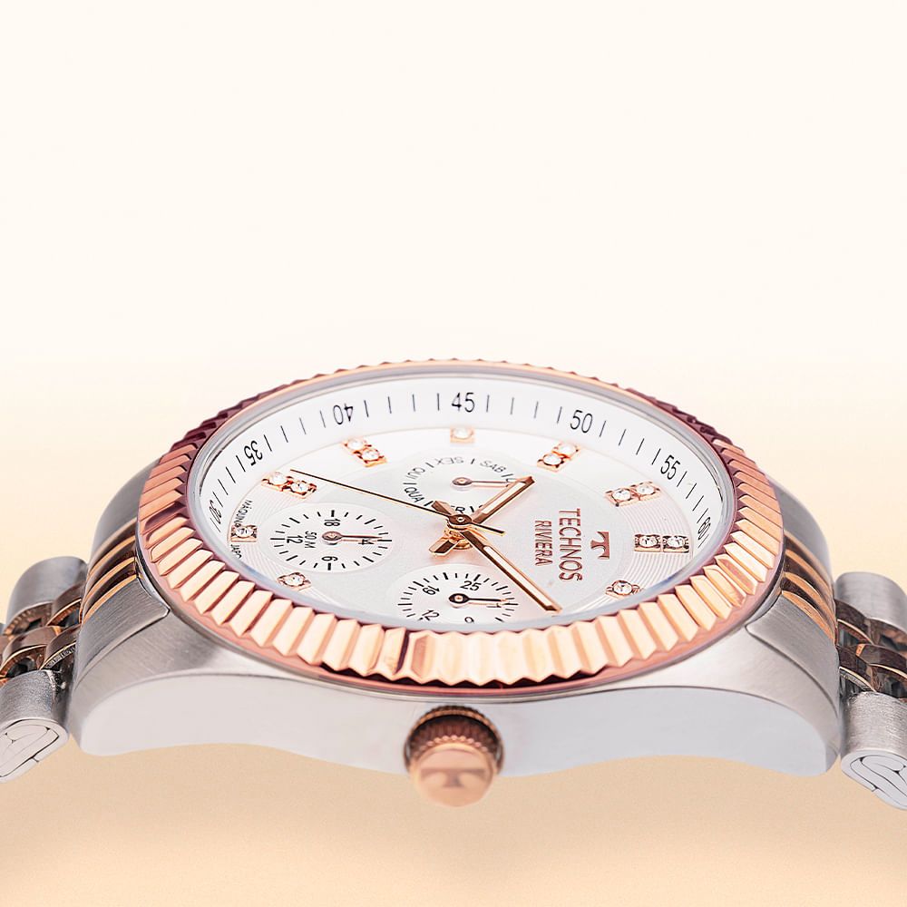 RELÓGIO TECHNOS FEMININO RIVIERA BICOLOR