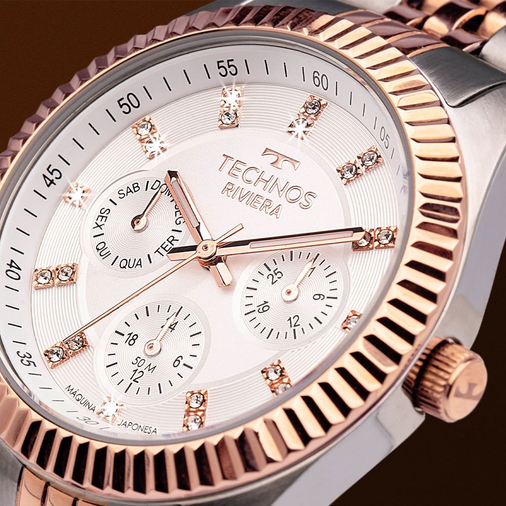 RELÓGIO TECHNOS FEMININO RIVIERA BICOLOR