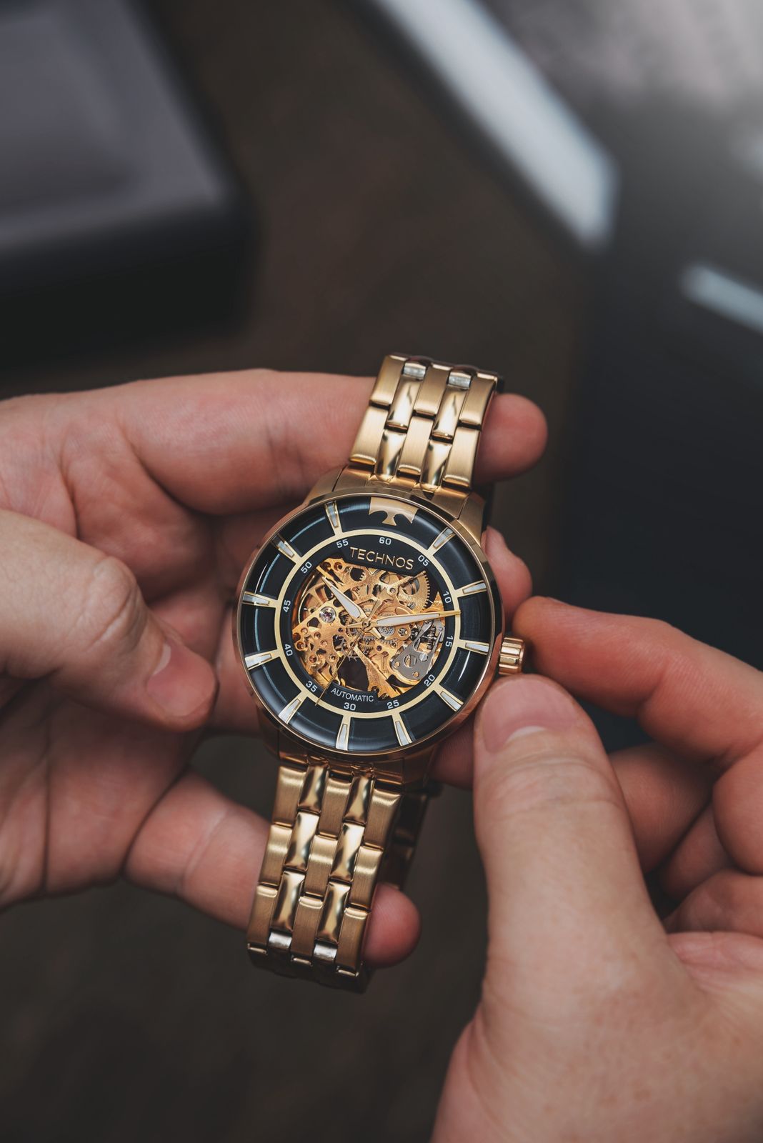 RELÓGIO TECHNOS MASCULINO AUTOMÁTICO DOURADO