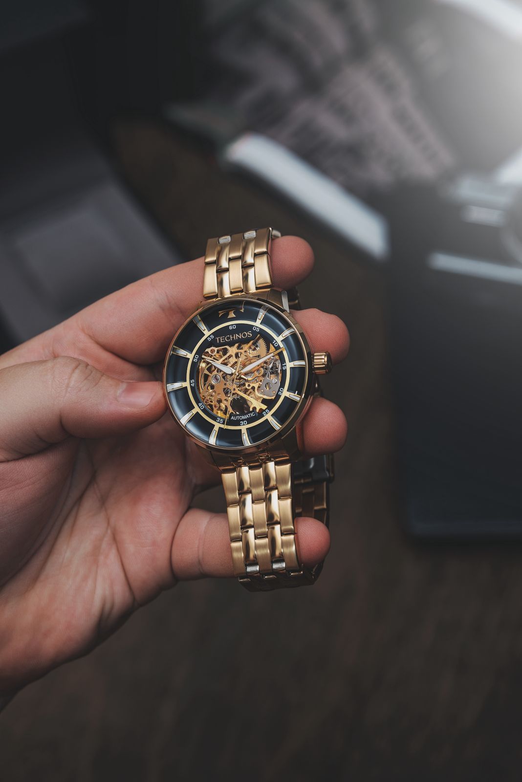 RELÓGIO TECHNOS MASCULINO AUTOMÁTICO DOURADO